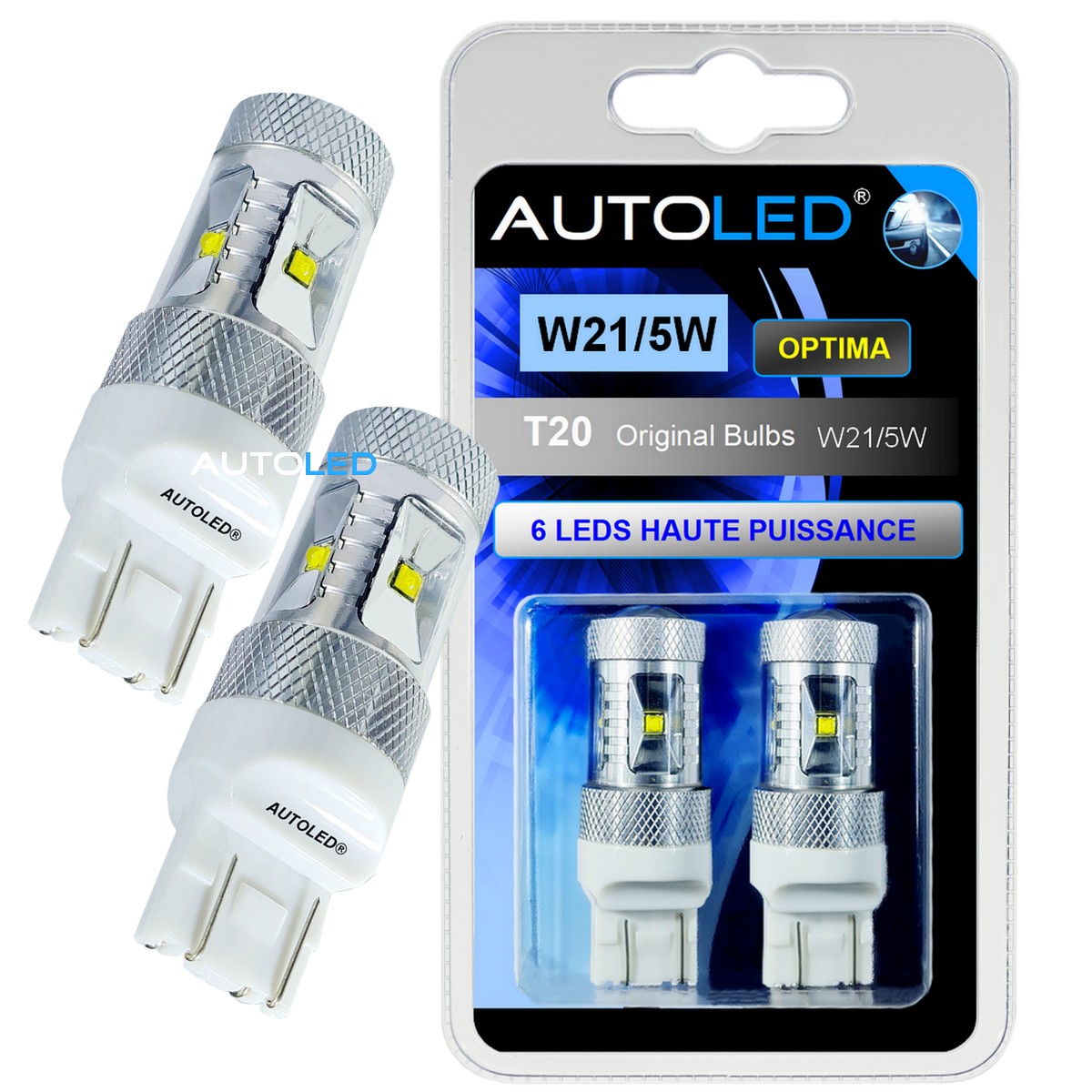 Lot de 2 Ampoules LED Titan® T20 7443 W21/5W pour feux diurne pour