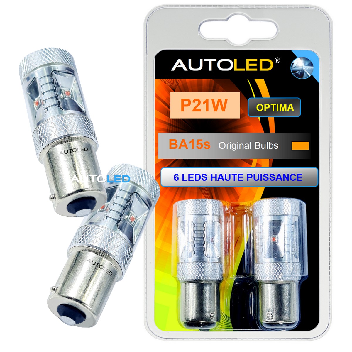 Ampoules LED BA15S P21W ORANGE Extra pour Voiture Clignotants
