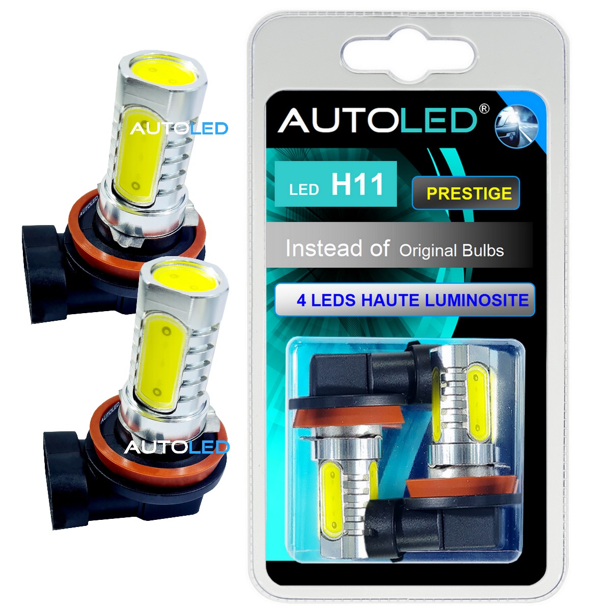 Ampoules LED H11 4 LEDS COB BLANC - AUTOLED ®