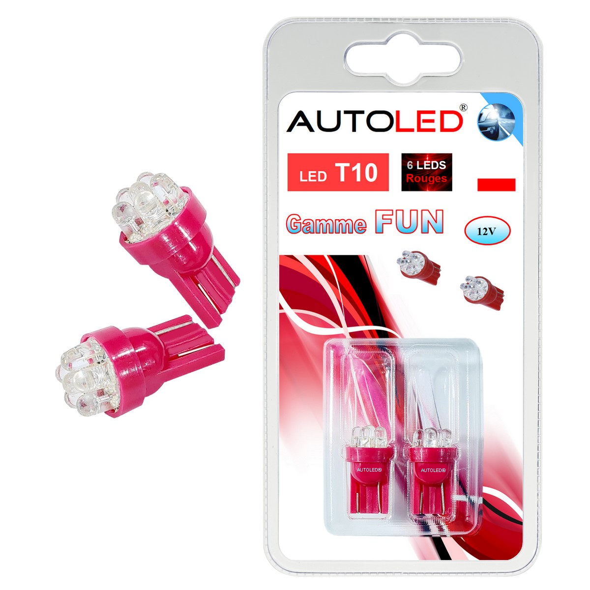 Autoled - Ampoule led w5w violet / fucshia / led t10 violet 5 leds ® -  Distriartisan