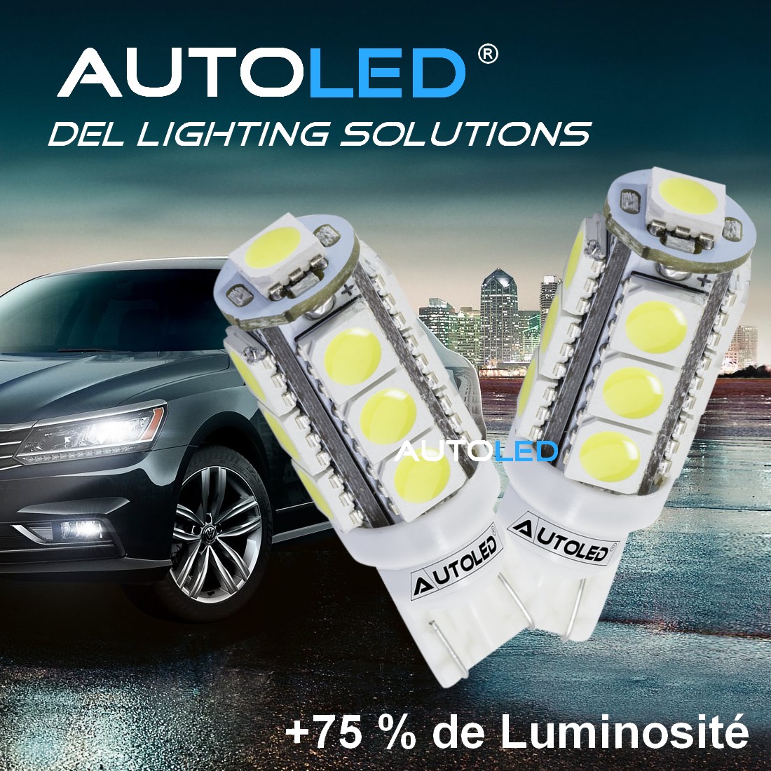 Blister 2 ampoules LED blanc W5W T10 Autoled 0002, au meilleur prix 2.29  sur DGJAUTO