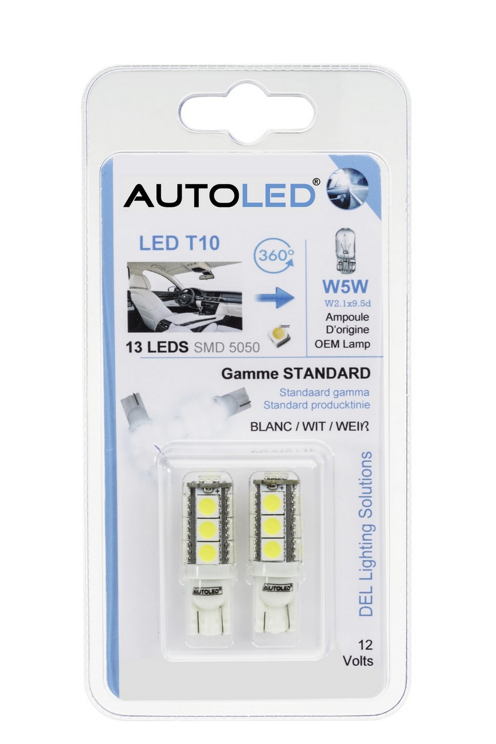 Ampoule T10 W5W LED Canbus 9 SMD Veilleuse 6000K Feux de position Voiture