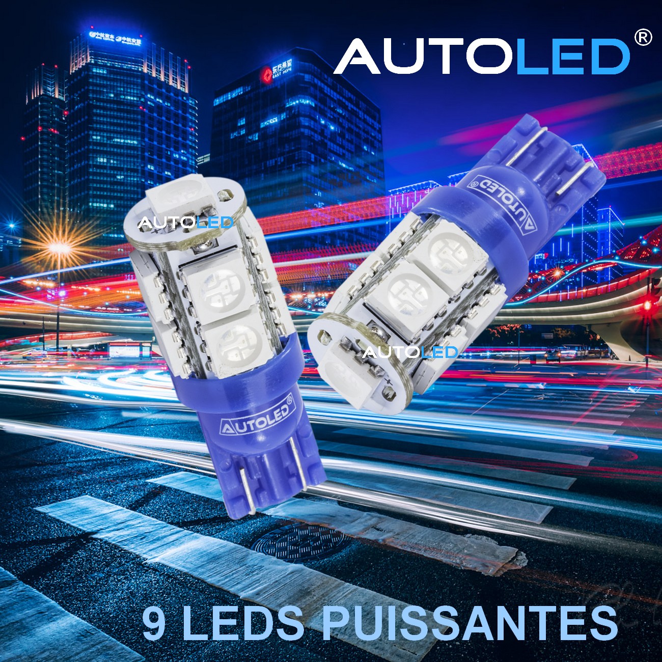 Ampoule W5W Bleu / LED T10 / ampoule LED bleu intérieur voiture