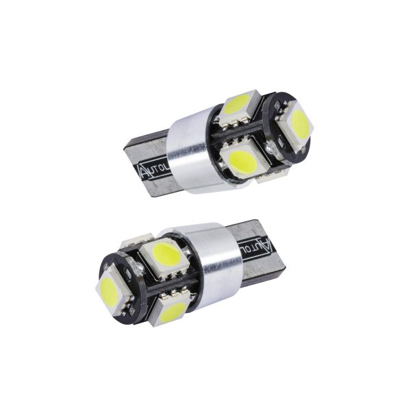 Ampoule led T10 W5W 5 SMD Canbus anti erreur ODB 12V Blanc, rouge