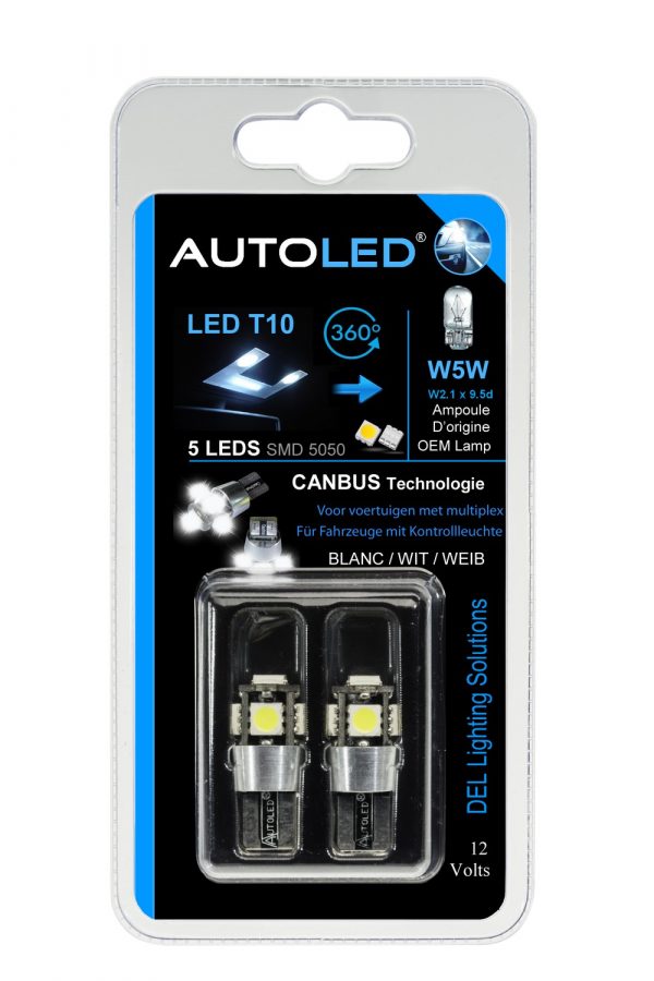 Ampoule led T10 W5W RING - +3W CREE - (8SMD-5630) - Anti Erreur ODB