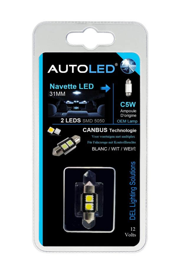 1x Ampoule Navette LED 31mm C5W  6500K Blanc Pur CANbus ANTI ERREUR Plug &  Play