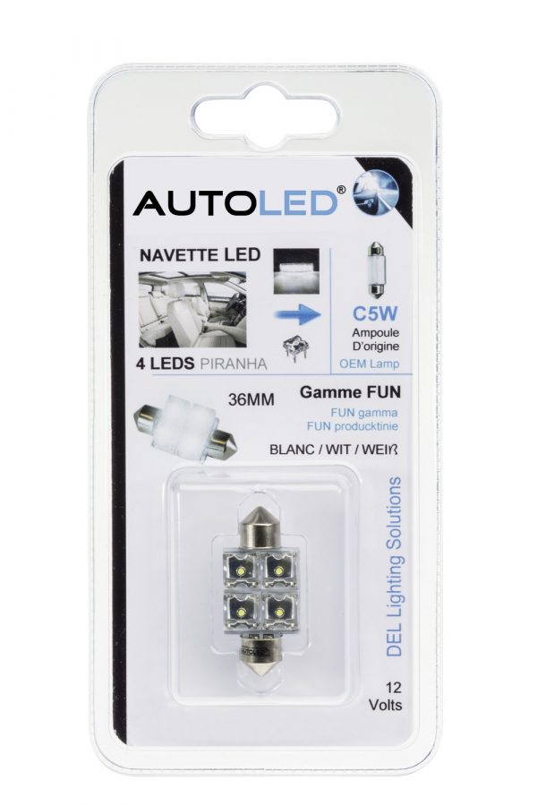 5pcs Navette C5W LED de rechange 36mm 3SMD - Habitacle et coffre