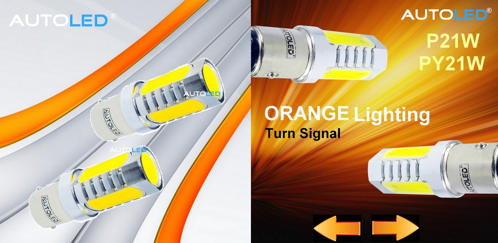 Ledrace® Ampoule Led PY21W/BAU15S 65 Watts CREE Orange Clignotant