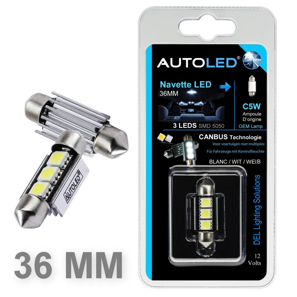 Ampoule LED C5W anti erreur 36mm Plaque/Habitacle AUTOLED