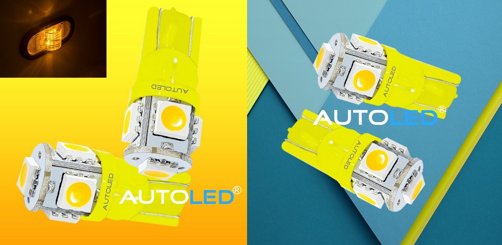 Veilleuses T10 LED W5W Voiture - Auto - Moto - Orange