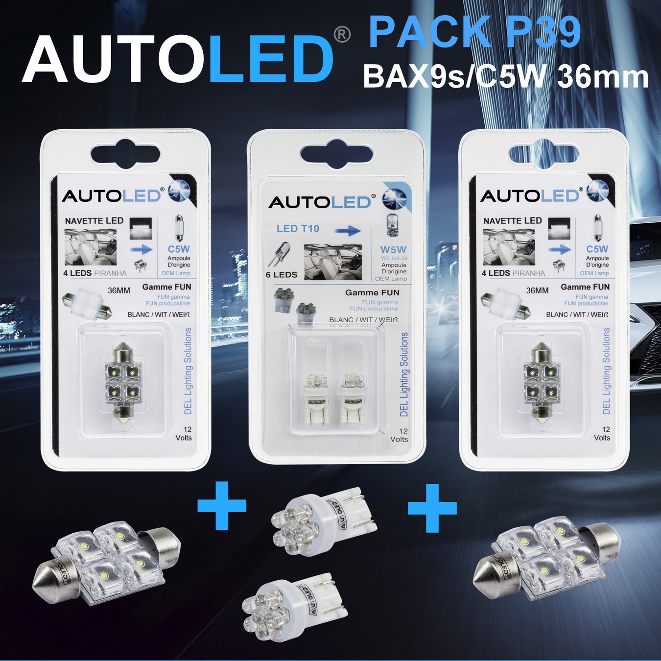 Blister 2 ampoules LED blanc W5W T10 Autoled 0002, au meilleur prix 2.29  sur DGJAUTO
