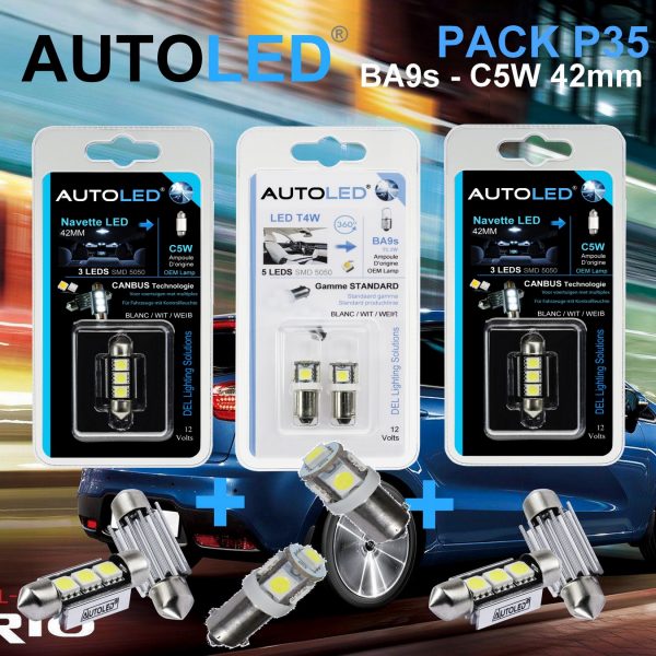 Pack 4 Ampoules LED anti-erreur c5w/ba9s 💡 Veilleuses Plaque