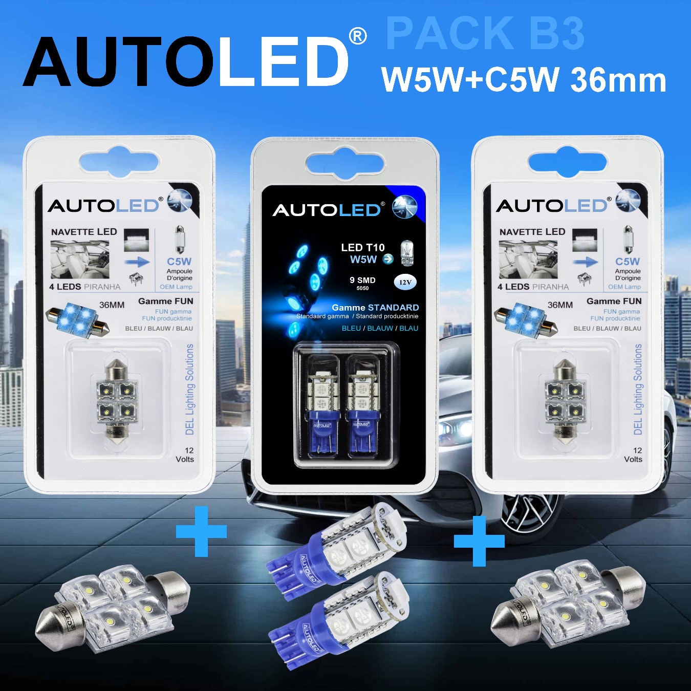 AMPOULE LED T5-W1,2W EASY CONNECT (BLEU)