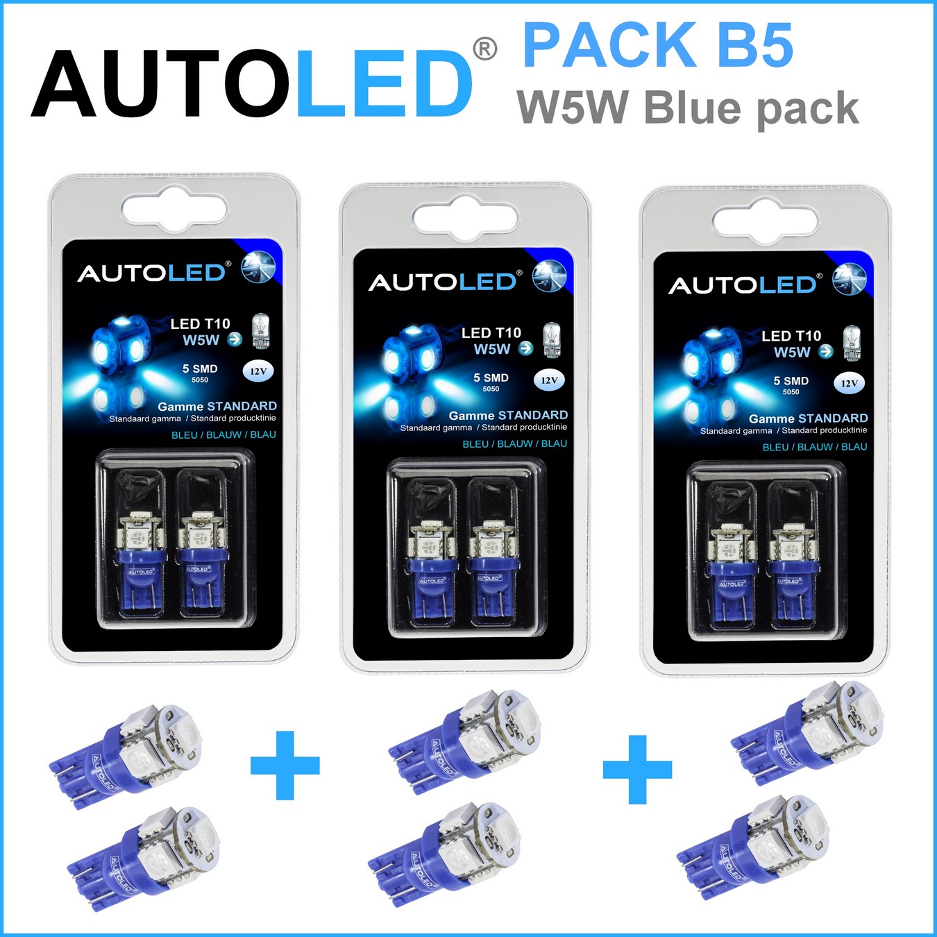 LED Bleu intérieur voiture - Pack ampoules LED Bleu Habitacle AUTOLED