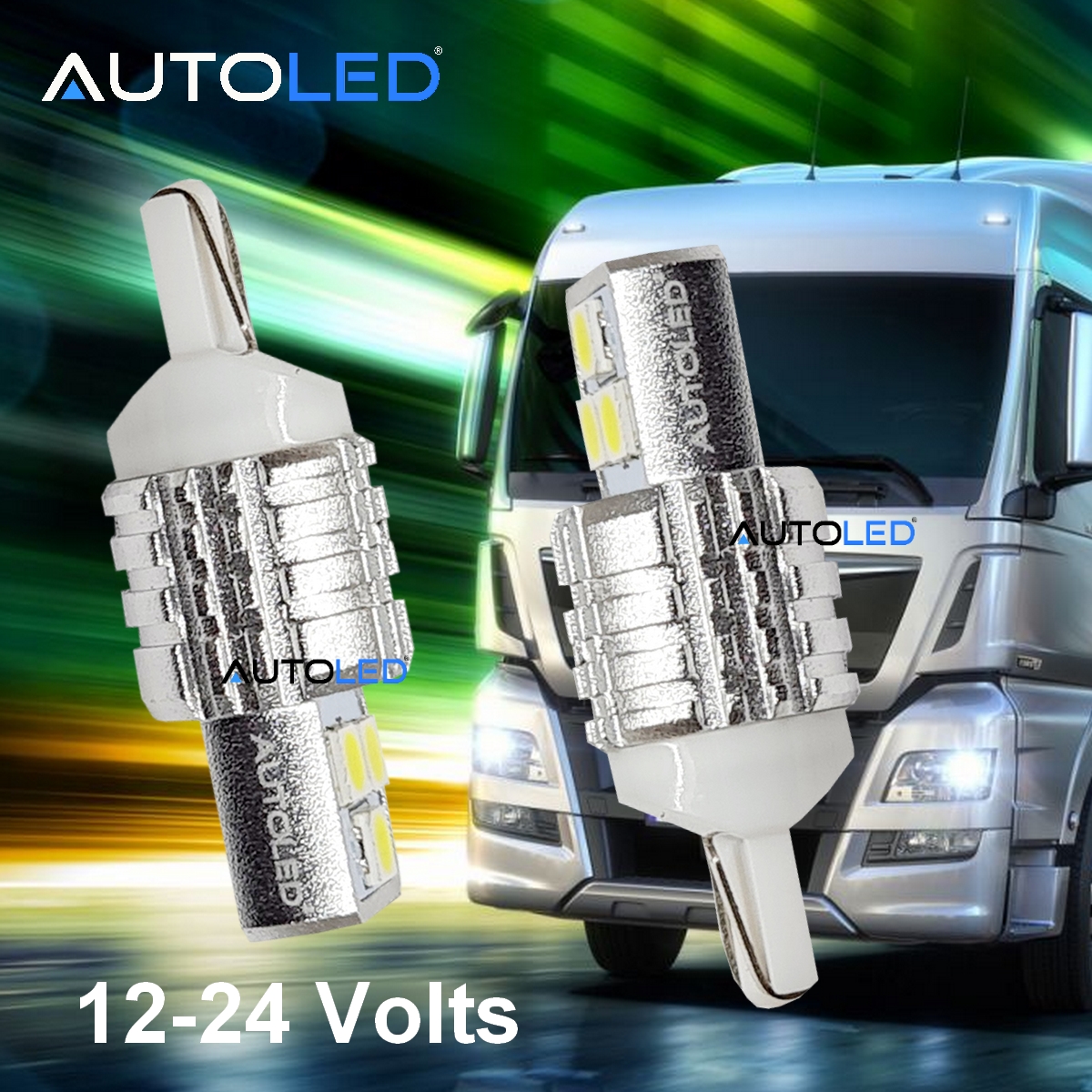 Ampoule à 24 led rouge T15 W16W 12V 24V EVOLED® pour stop, veilleuse auto  moto camion.