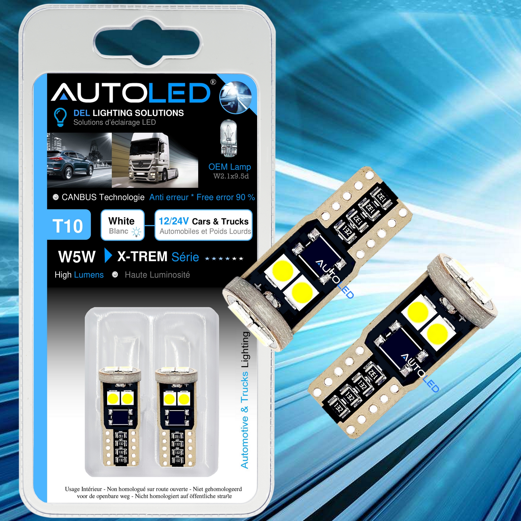 Ampoules LED T10 Anti erreur Automobile